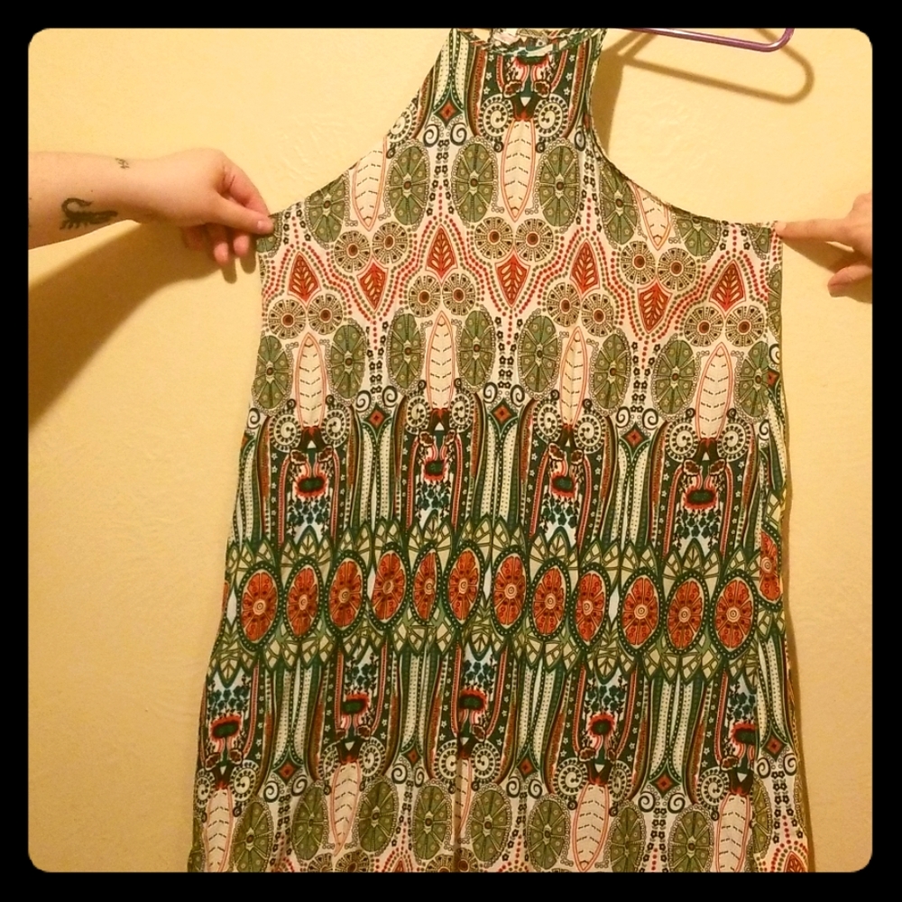 High neck spaghetti strap dress
